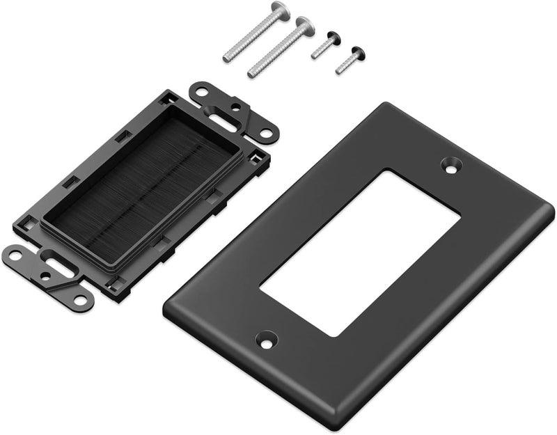 iwillink (2 Pack) Brush Wall Plate with Low Voltage Mounting Bracket, Cable Pass Through Insert for Wires, Single Gang Cable Access Strap, Wall Socket for HDTV, Home Theater Systems - Black - Image 4